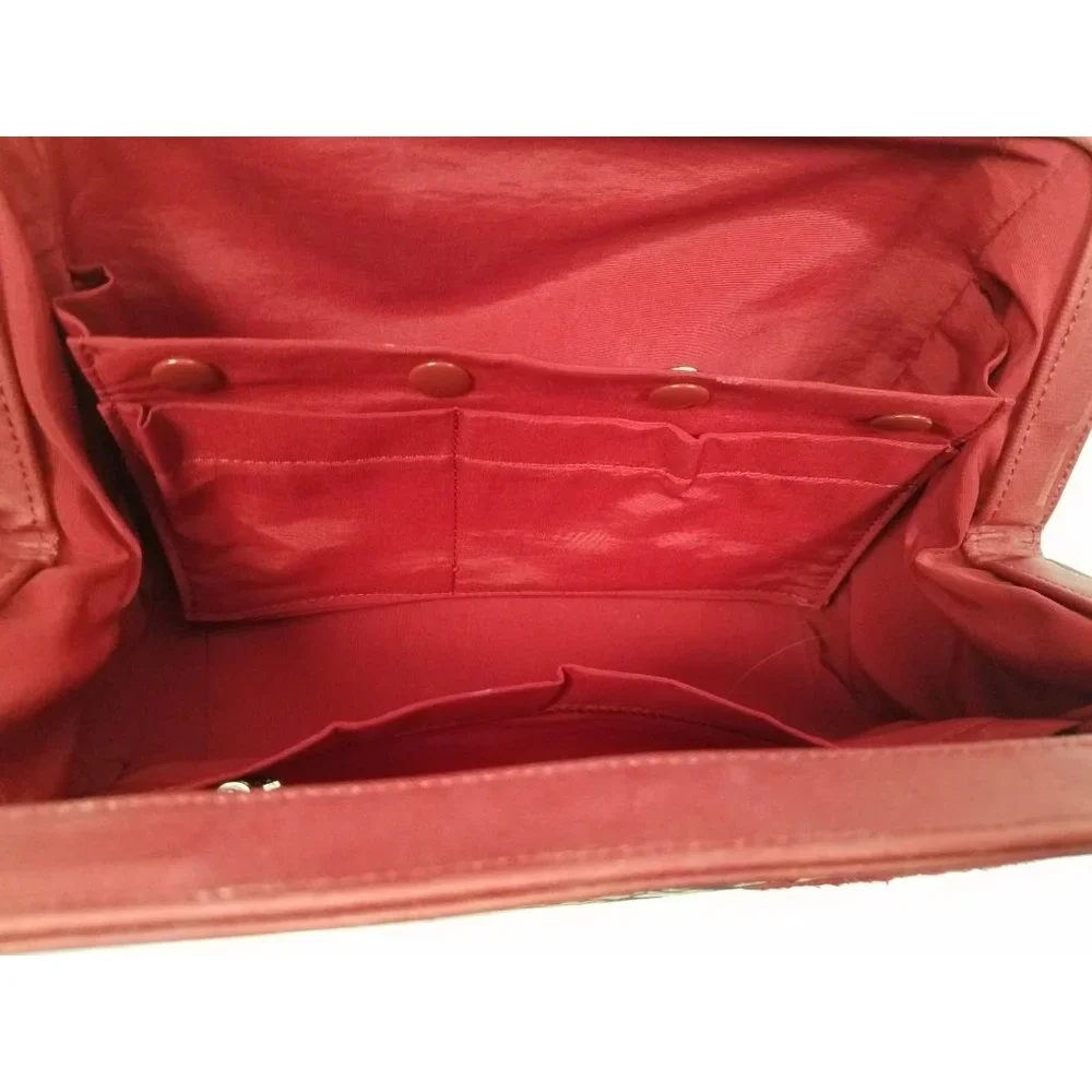 Petunia Pickle Bottom Black & Red Damask Print Satchel Diaper Bag